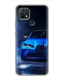 Чехол для OPPO A15 с картинкой «Голубая BMW M4»