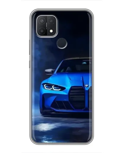 Чехол для OPPO A15 с картинкой «Голубая BMW M4»