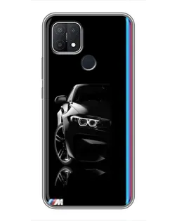 Чехол для OPPO A15 с картинкой «Силуэт BMW в темноте»