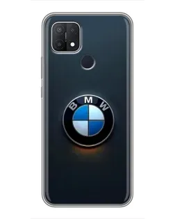Чехол для OPPO A15 с картинкой «Логотип BMW — минимализм»