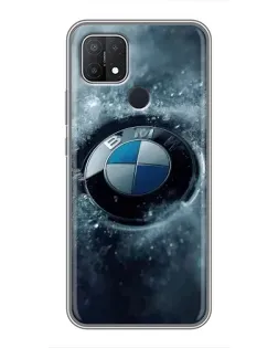 Чехол для OPPO A15 с картинкой «Логотип BMW — лед»