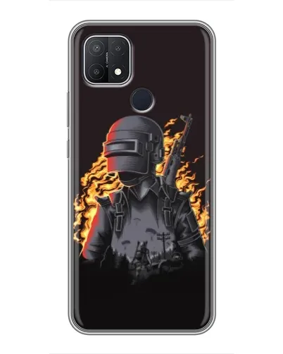 Чехол для OPPO A15 с картинкой «PUBG — огненный силуэт»