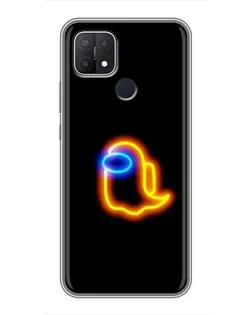 Чехол для OPPO A15 с картинкой «Among Us неоновое сияние»