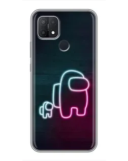 Чехол для OPPO A15 с картинкой «Among Us неон-арт»