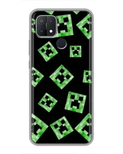 Чехол для OPPO A15 с картинкой «Паттерн с криперами» Чехол для OPPO A15 с картинкой «Паттерн с криперами»