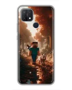 Чехол для OPPO A15 с картинкой «Стив в лесу» Чехол для OPPO A15 с картинкой «Стив в лесу»