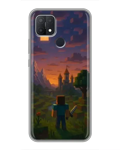 Чехол для OPPO A15 с картинкой «Стив у башни» Чехол для OPPO A15 с картинкой «Стив у башни»