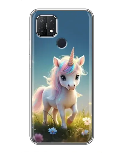 Чехол для OPPO A15 с картинкой «Единорог на поляне»