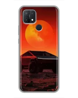 Чехол для OPPO A15 с картинкой «Cybertruck на Марсе»