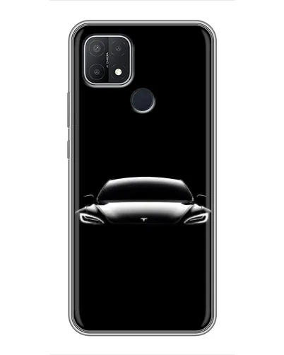 Чехол для OPPO A15 с картинкой «Фары Tesla Night»