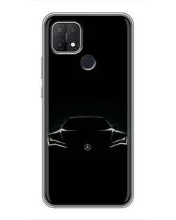 Чехол для OPPO A15 с картинкой «Mercedes — силуэт авто»