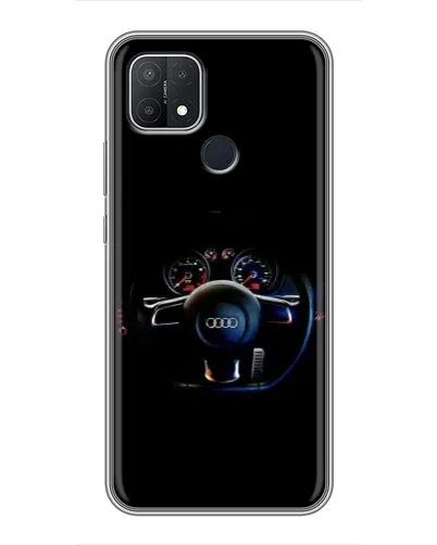 Чехол для OPPO A15 с картинкой «Салон Audi — руль»