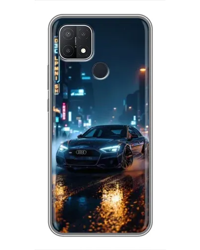 Чехол для OPPO A15 с картинкой «Ночной город и Audi»