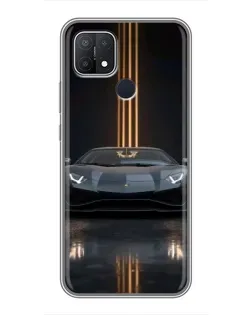 Чехол для OPPO A15 с картинкой «Lamborghini золотые линии»