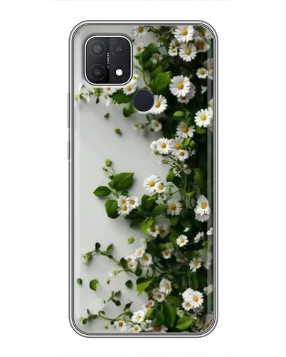 Чехол для OPPO A15 с картинкой «Ветка мелких белых цветов»