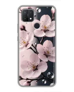 Чехол для OPPO A15 с картинкой «Нежная сакура и капли» Чехол для OPPO A15 с картинкой «Нежная сакура и капли»
