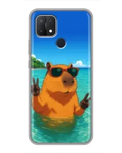 Чехол для OPPO A15 с картинкой «Морская капибара»