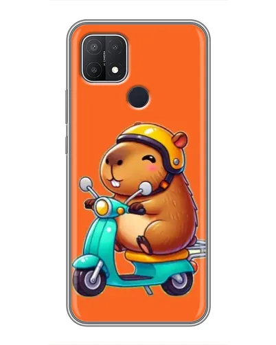 Чехол для OPPO A15 с картинкой «Капибара на скутере»