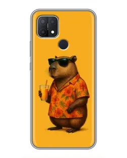 Чехол для OPPO A15 с картинкой «Капибара на отдыхе»