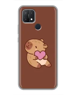 Чехол для OPPO A15 с картинкой «Капибара с сердцем»