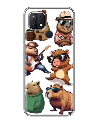 Чехол для OPPO A15 с картинкой «Крутые капибары музыканты»