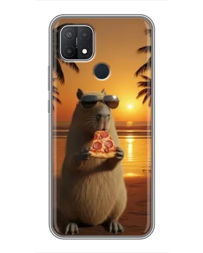 Чехол для OPPO A15 с картинкой «Капибара с пиццей»