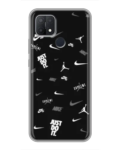Чехол для OPPO A15s с картинкой «Nike Black Pattern»