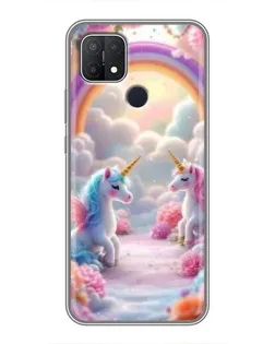 Чехол для OPPO A15s с картинкой «Радуга и единороги» Чехол для OPPO A15s с картинкой «Радуга и единороги»
