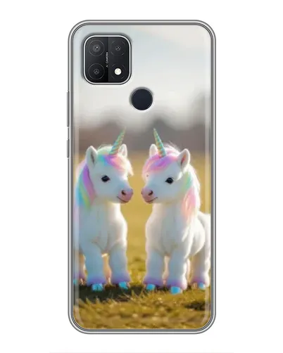 Чехол для OPPO A15s с картинкой «Пара единорогов»
