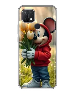 Чехол для OPPO A15s с картинкой «Микки с тюльпанами» Чехол для OPPO A15s с картинкой «Микки с тюльпанами»