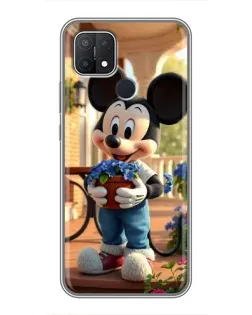Чехол для OPPO A15s с картинкой «Микки садовод»