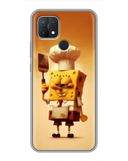 Чехол для OPPO A15s с картинкой «Губка Боб повар»