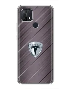 Чохол для OPPO A15s з картинкою «Металева текстура Tesla»