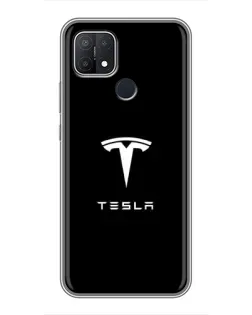 Чохол для OPPO A15s з картинкою «Tesla White Logo»