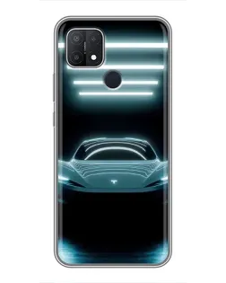 Чохол для OPPO A15s з картинкою «Tesla в неоні»