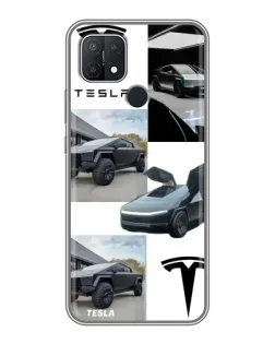 Чохол для OPPO A15s з картинкою «Колаж Cybertruck Tesla»
