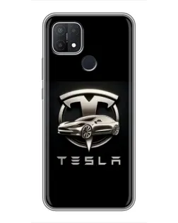 Чохол для OPPO A15s з картинкою «Tesla — срібне авто»