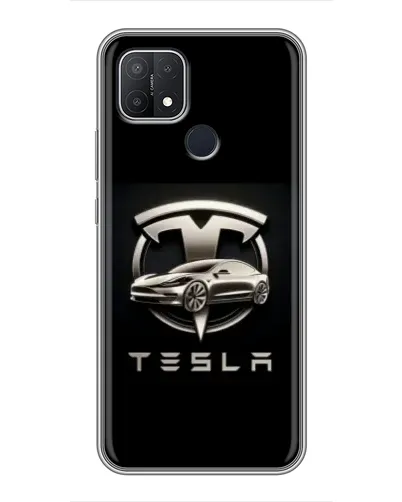 Чехол для OPPO A15s с картинкой «Tesla — серебристое авто» Чехол для OPPO A15s с картинкой «Tesla — серебристое авто»