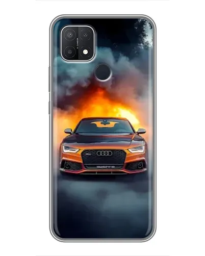 Чехол для OPPO A15s с картинкой «Audi в огненном дыму»