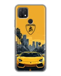 Чохол для OPPO A15s з картинкою «Жовтий Lamborghini місто»