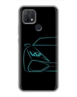 Чохол для OPPO A15s з картинкою «Блакитний силует Lamborghini»