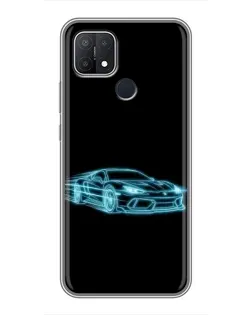 Чохол для OPPO A15s з картинкою «Неоновий контур Lamborghini»