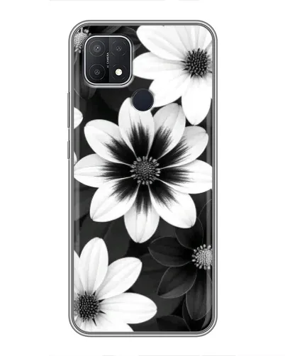 Чехол для OPPO A15s с картинкой «Монохромные астры»