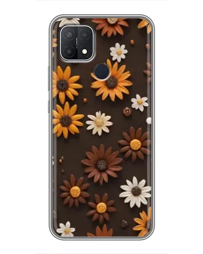 Чехол для OPPO A15s с картинкой «Узор из маленьких подсолнухов»