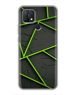 Чохол для OPPO A15s з картинкою «Зелені геометричні лінії»