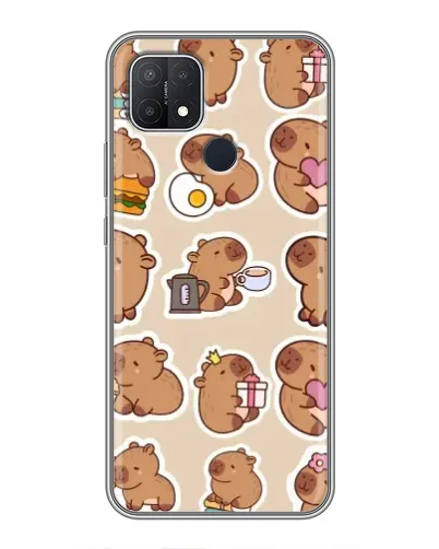 Чехол для OPPO A15s с картинкой «Капибары паттерн»