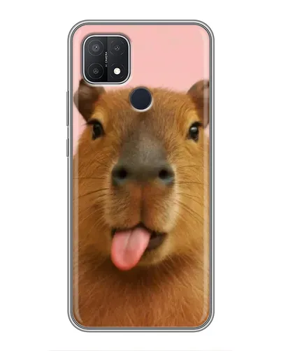 Чехол для OPPO A15s с картинкой «Капибара с языком»