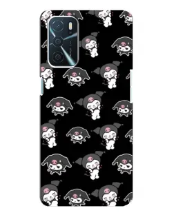 Чехол для OPPO A16 с картинкой «Черный паттерн Kuromi»