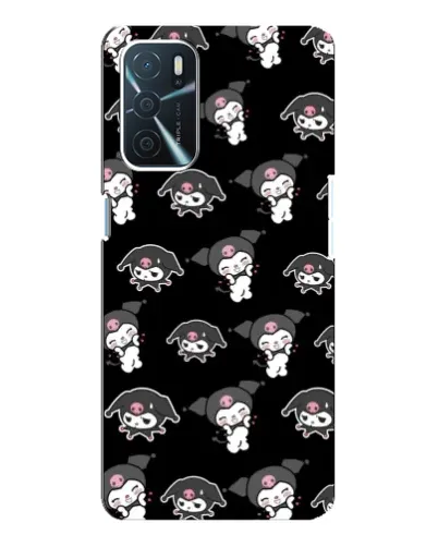 Чехол для OPPO A16 с картинкой «Черный паттерн Kuromi»