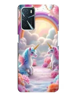 Чохол для OPPO A16 з картинкою «Веселка і єдинороги»